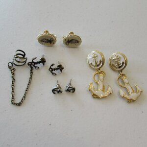 Nautical/Anchor Themed Earring - 4 Pairs - Pierced/Screwback